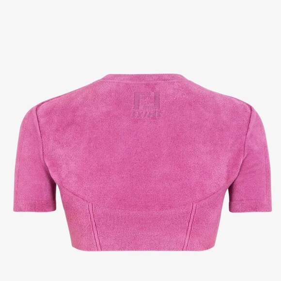 Fendi x Skims VELVET KNIT CROP TOP Color COLORADO size 42 - Picture 2 of 4